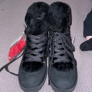 J. Crew fur combat boots